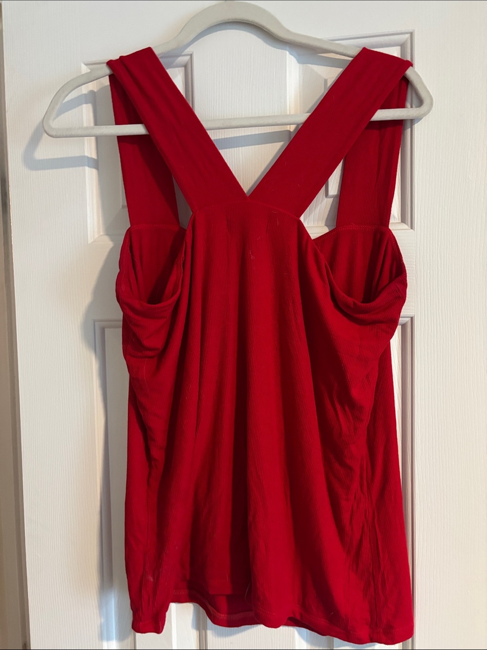 Michael Lauren Red Ribbed Square-Back Tank - Picture 3 of 3
